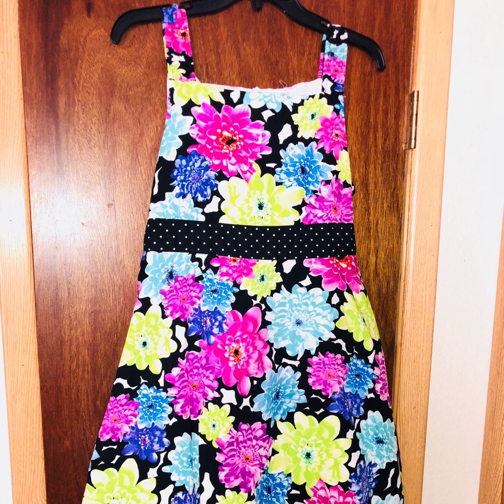 Girls plus size floral tie back dress